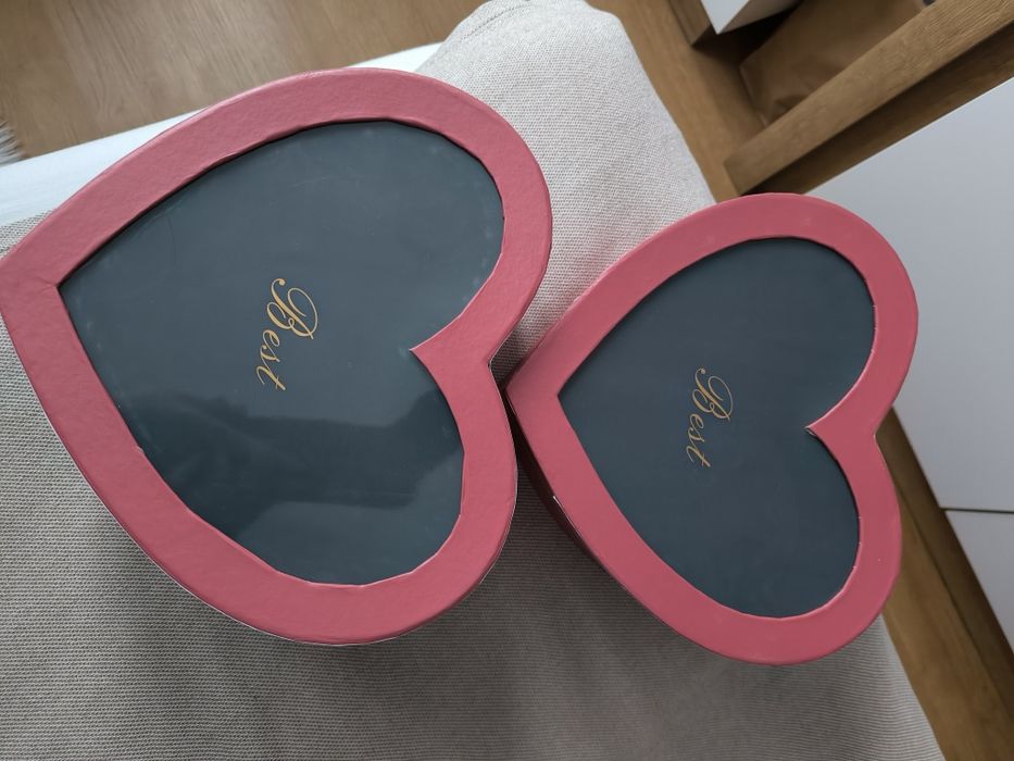 Box flower box pudełko prezentowe serce czerwone z okienkiem 2szt
