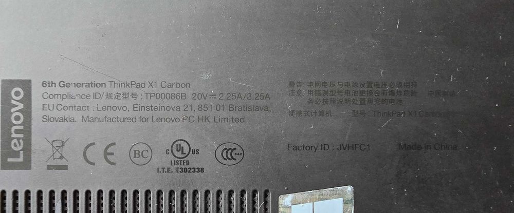 Lenovo X1 Carbon G6 Intel i7-8650U 16GB 128GB FHD WIN 11 Gen 6th