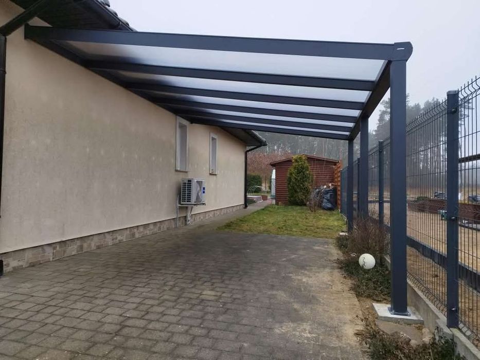 Wiata aluminiowa przyścienna 5x3m Antracyt poliwęglan