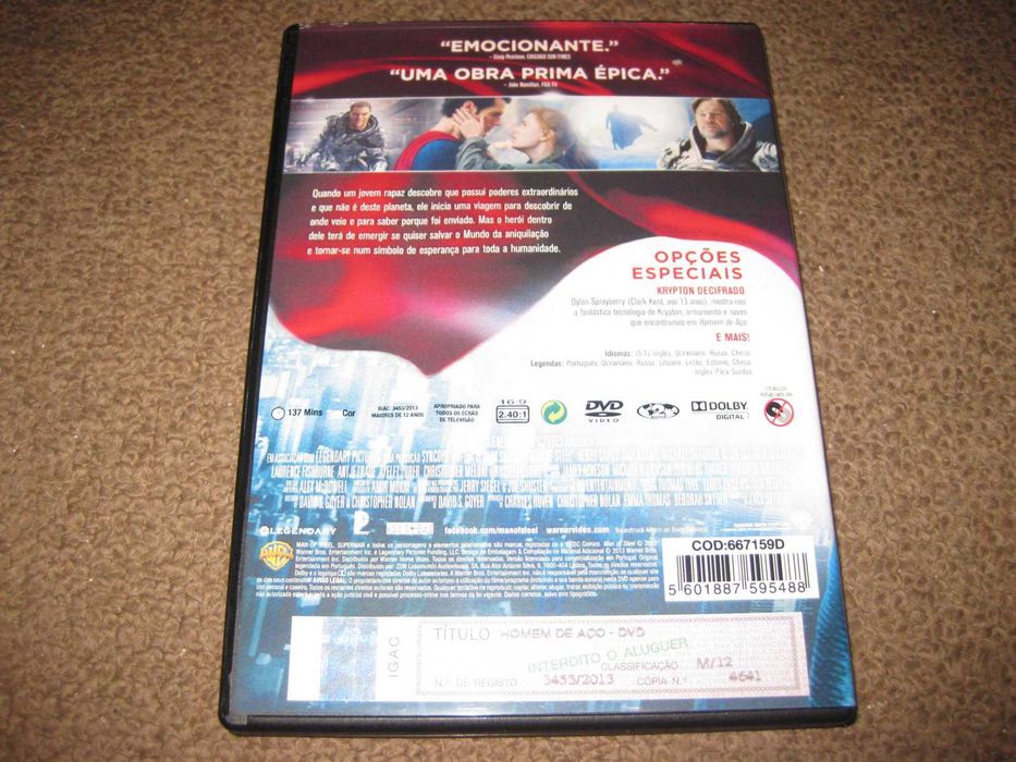 DVD "Homem de Aço" de Zack Snyder