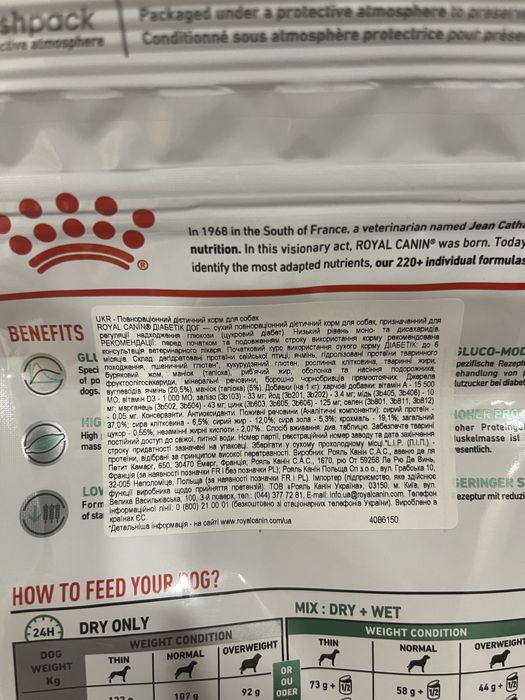 Diabetic dog 1.5кг Royal Canin