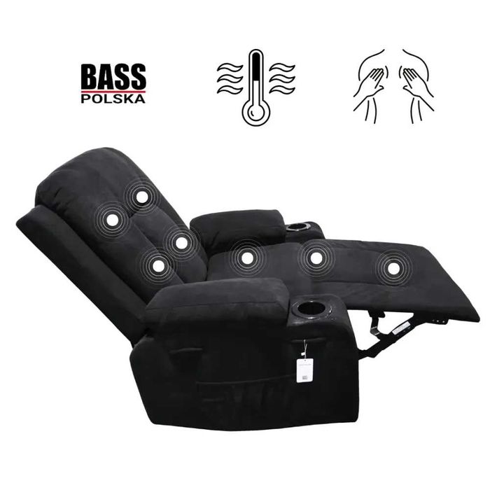BASS POLSKA Fotel Masujący Rozkładany Z Funkcją Podgrzewania BH30044