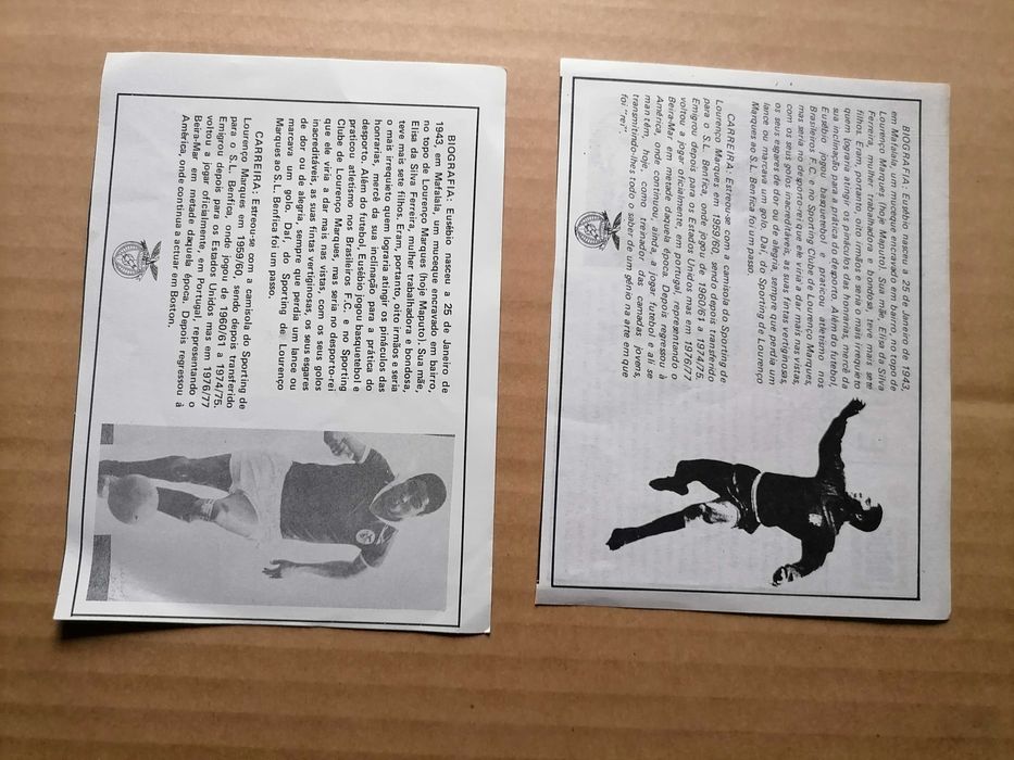 EUSÉBIO Ficha/Cromo Mais Famosos Nº1 Ídolos dos Desportos 1975