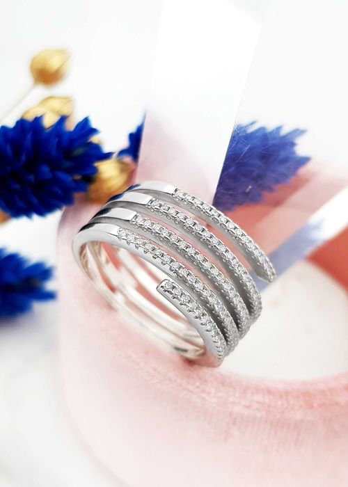 Srebrny pierścionek multiring z cyrkoniami pr. 925