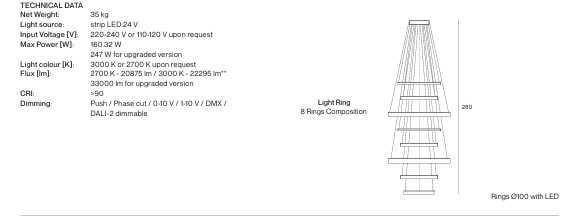 Luminária Italiana Henge Light Ring de Bronze com 8 Anéis! Impecável