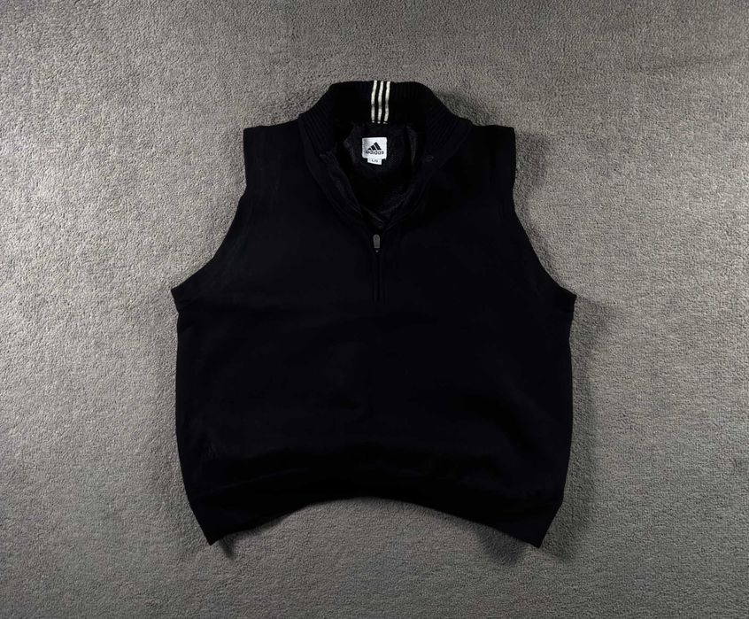 Kamizelka Adidas L Vintage Czarna Haft Bezrękawnik Unikatowa
