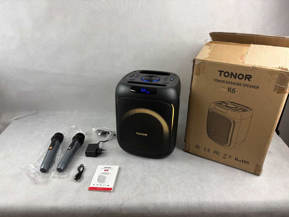 TONOR K6 Bezprzewodowy Głośnik do Karaoke 30W LED FM BT AUX 2 Mikrofon