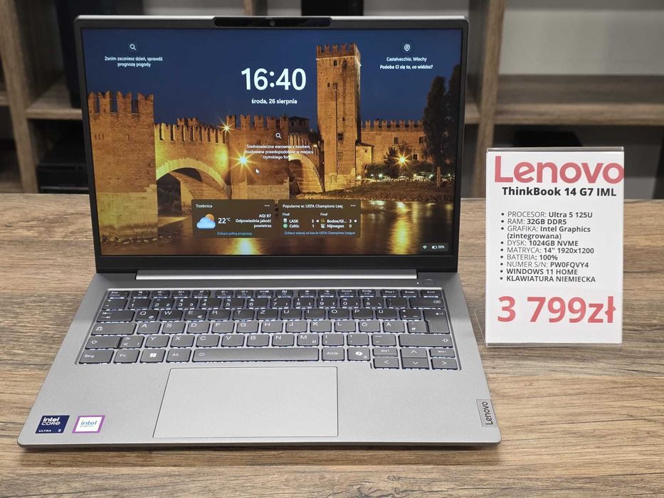 Laptop Lenovo ThinkBook 14 G7 IML Ultra 5 125U/32GB/1024GB/WIN11 stan bdb gwarancja