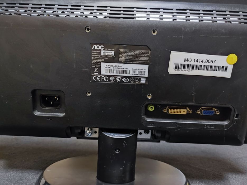 Монітор W-LED AOC E950Swdak 18,5"HD (1DVI/1VGA/1Audio) 170/160 TN 5ms