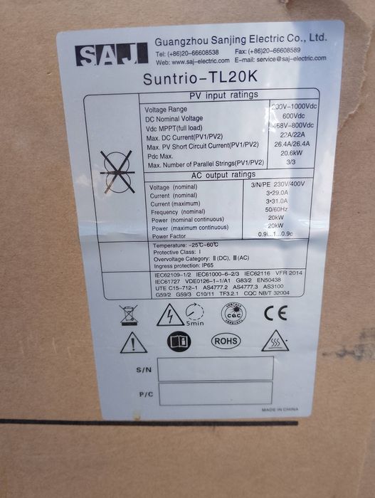 Falownik SAJ  suntrio  TL 20k