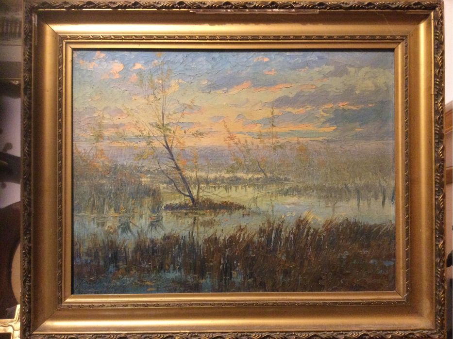 Julia Rusiecka,Rozlewisko Wisły k/Kazimierza Dolnego,olej na płótnie.