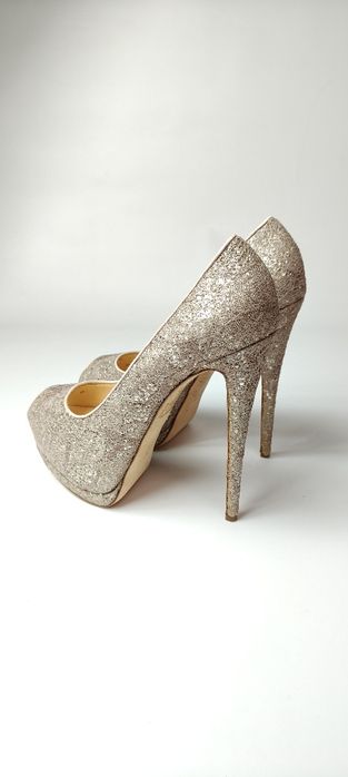 Szpilki czułenka na obcasie Giuseppe Zanotti rozmiar 41 skóra brokat