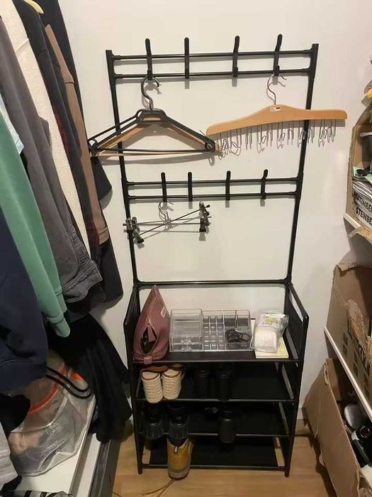 Вішалка підлогова для коридору з крючками та поличками напольна