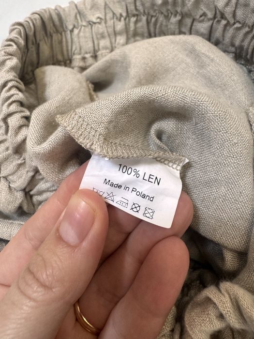 Muza Spodnie Lniane 100% Len Alladynki Haremki Beżowe S 36 Nowe z Metką NWM