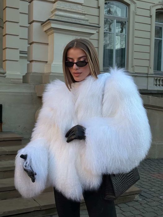 Шуба з лами/Біла шуба з лами