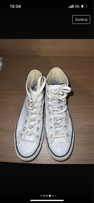 Converse 40 biale wysokie na platformie skora skorzane