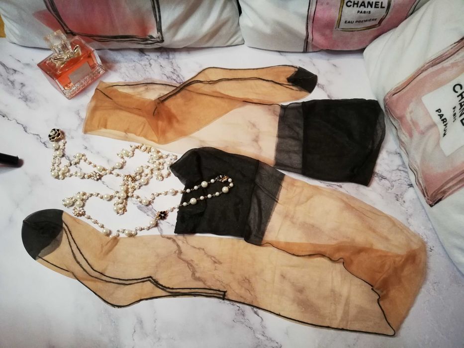 pończochy cieliste szew kubańska pięta