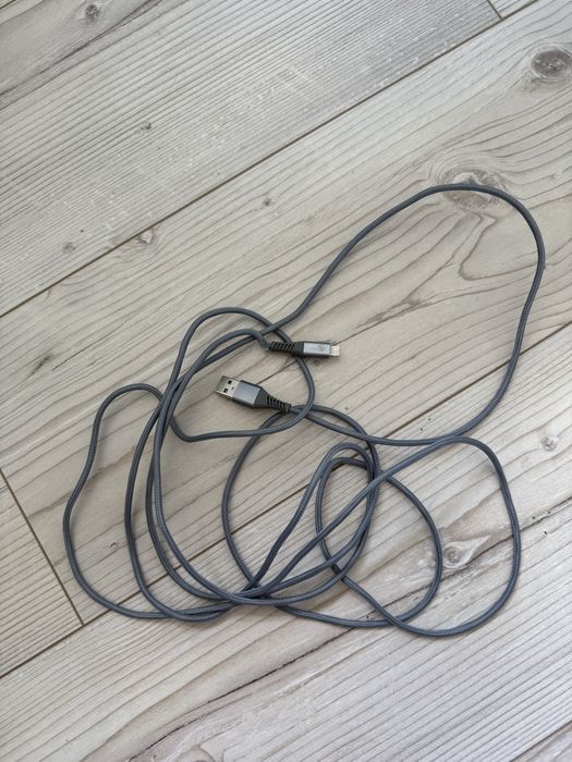 Kabel lightning do iphone 8 pinów 3metry szary w otulinie
