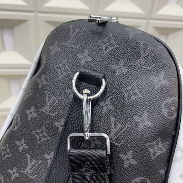 Louis Vuitton Keepall сумка мужская спортивная белая с черным дорожная
