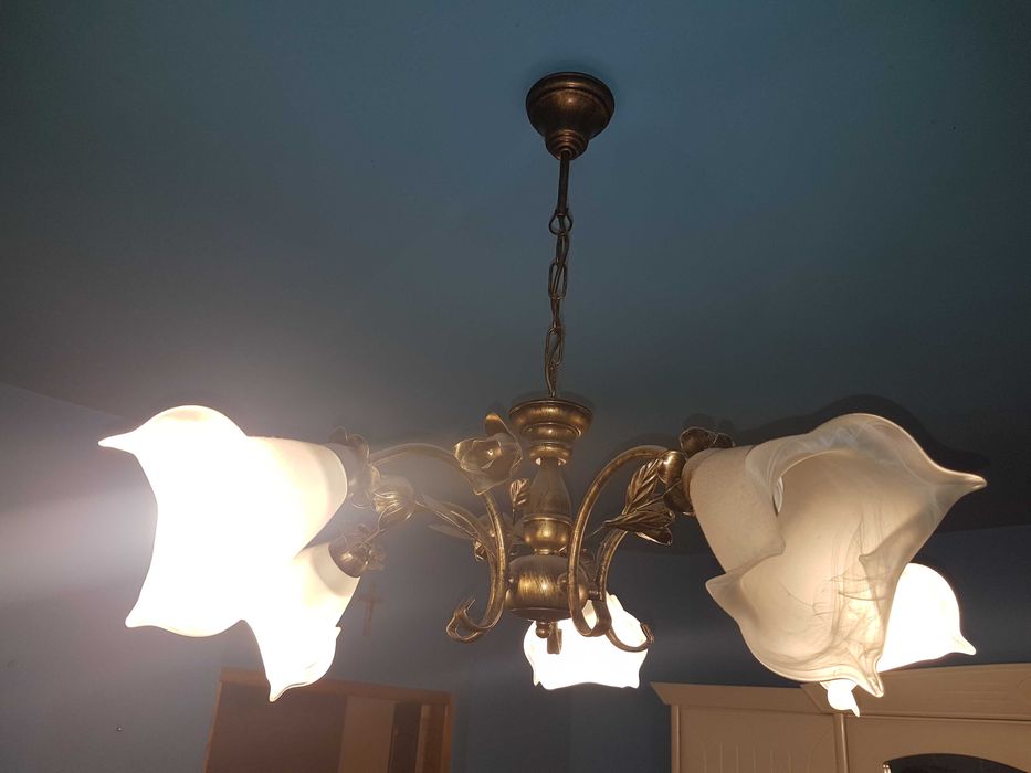 Żyrandol lampa kuty róże na pięć żarówek