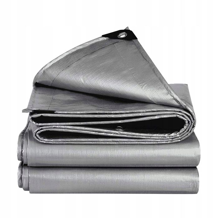 2x Mocna gruba plandeka srebrna 2x3m wodoodporna okute rogi 120g/m2