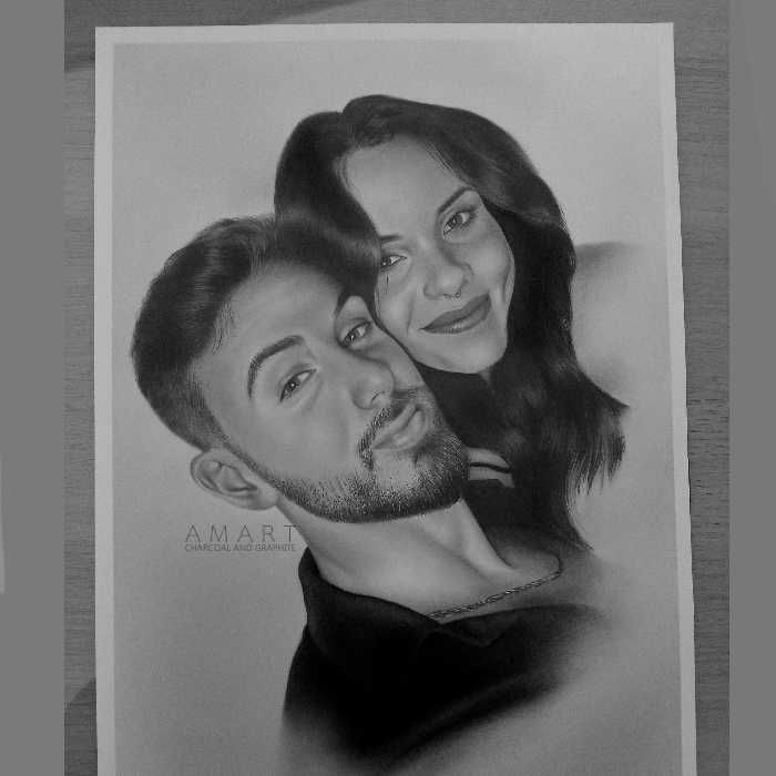 Faço Retratos Desenho a grafite e carvão