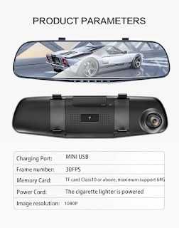 KIT Dashcam espelho com monitor + câmara LCD estacionamento marcha atras carro caravana NOVO