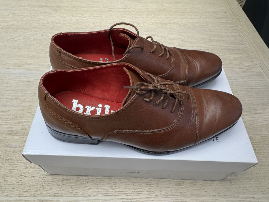 Buty skórzane chłopięce Brilu, brązowe, wizytowe, komunijne, roz. 36