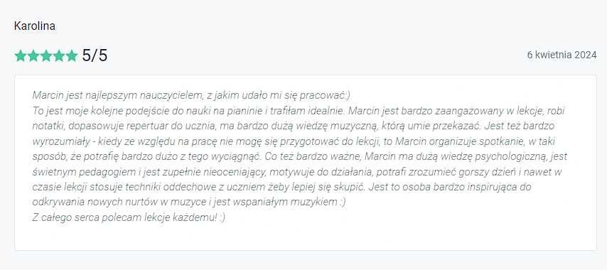 Lekcje pianina/fortepianu muz filmowa, klasyczna, rozrywkowa nauka gry