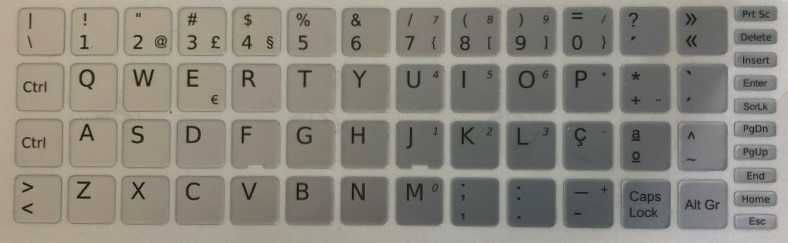 Teclado Autocolantes 13x13 cinzento layout Português