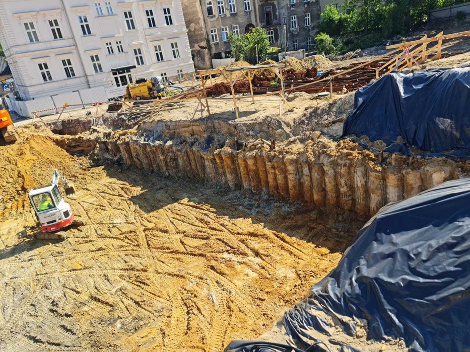 Larseny zabezpieczenia wykopów pale palisadyCFA, ścianki berlińskie,