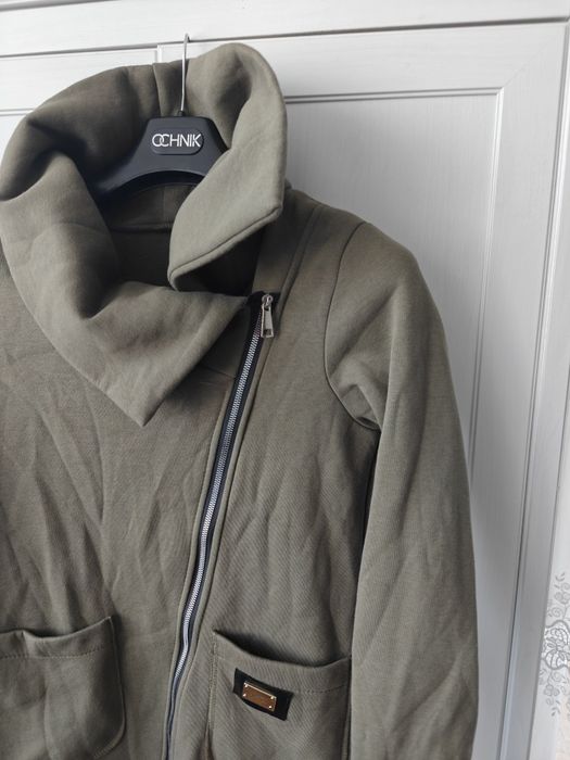 Długa ciepła bluza khaki M