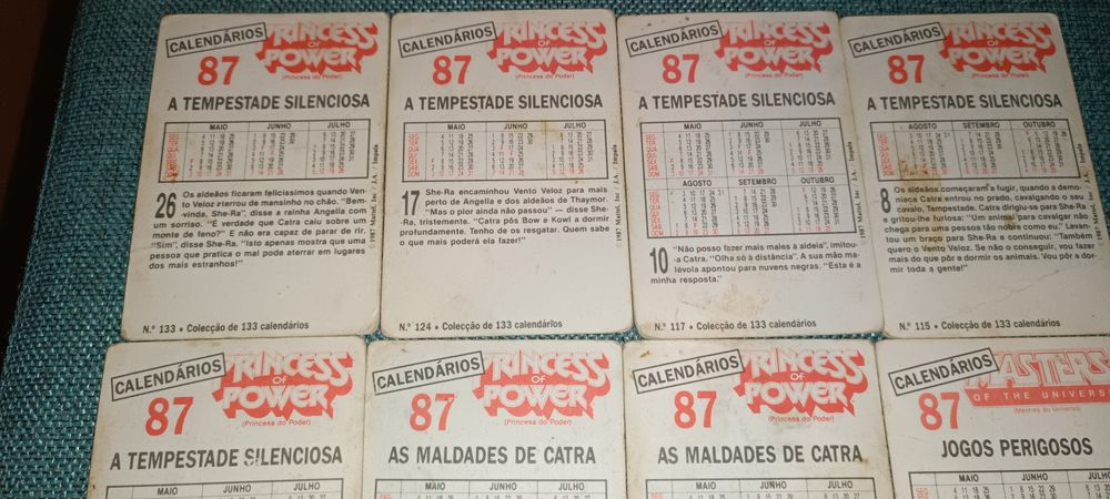 Antigos 7 calendários de bolso Masters of the Universe 1987