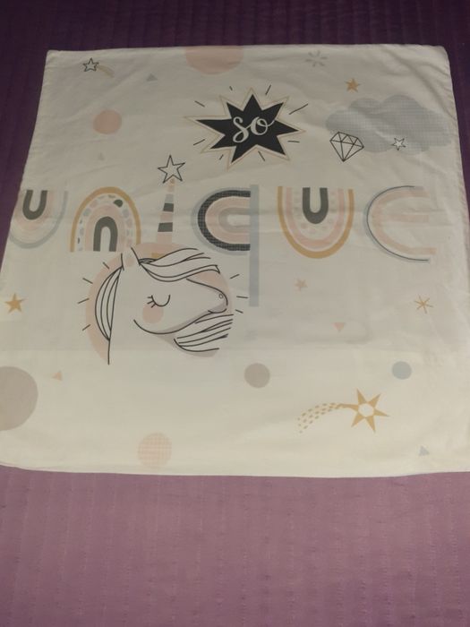 Capa de edredão com almofada unicórnio