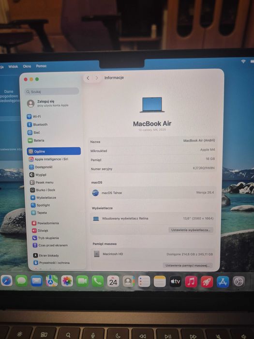 Macbook air 13,6" 2024 m4 ,16/256