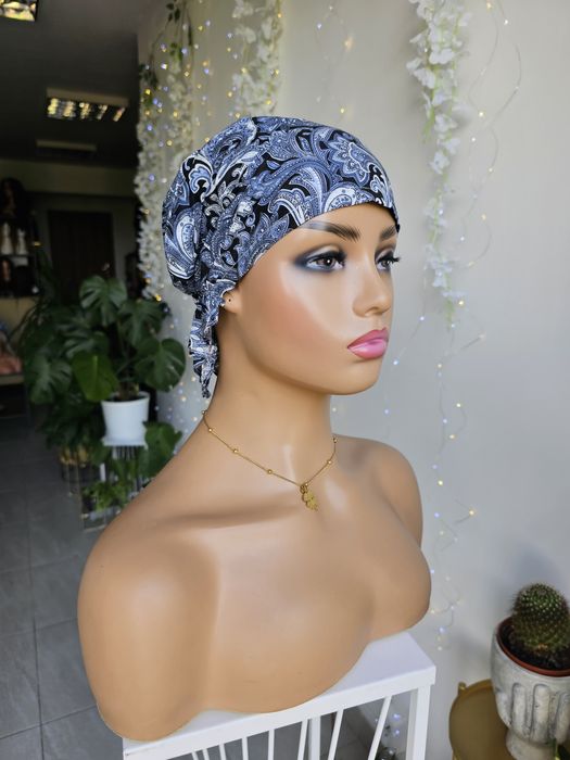 Turban czapka chustka na głowę w trakcie chemioterapii Ania granat