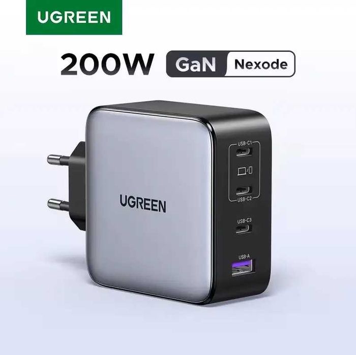Зарядний пристрій Ugreen 200W GaN Nexode X764 1U+3C grey