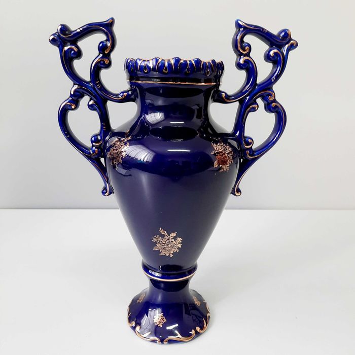 Jarra decorativa vintage Alcobaça/Portugal/ELPA. Porcelana cobalto