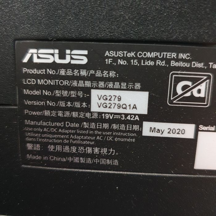 Monitor Asus vg279q1a ( para peças )