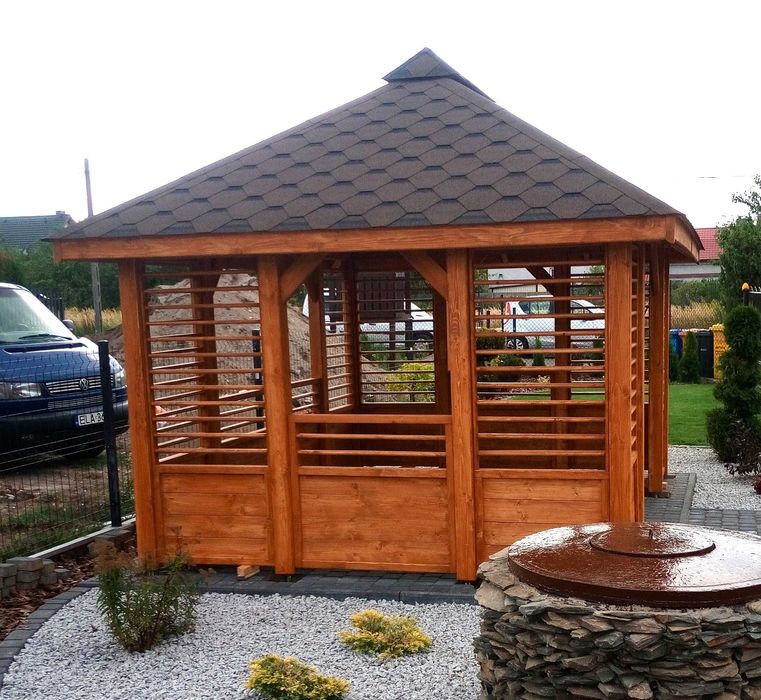 Drewniana Altana Ogrodowa 3x3m, Zadaszenie, Pergola