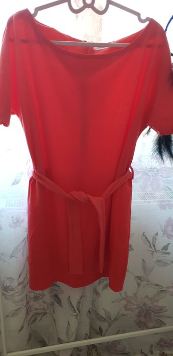 Koralowa bawełniana sukienka oversize