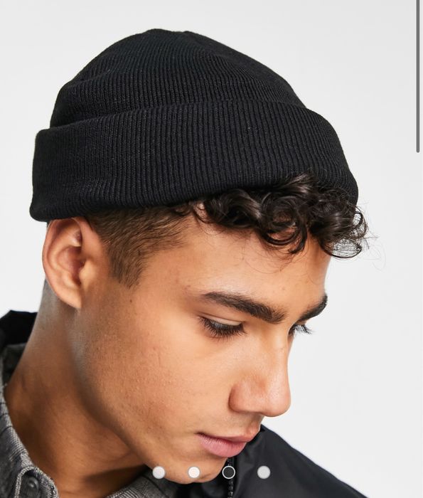 ASOS nowe 2 czapki mini fisherman beanie czarny szary melanż 2 set autumn winter jesień zima
