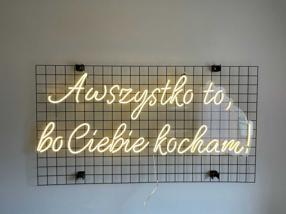 Napis świetlny LED neon weselny - A wszystko to bo Ciebie kocham LEDON