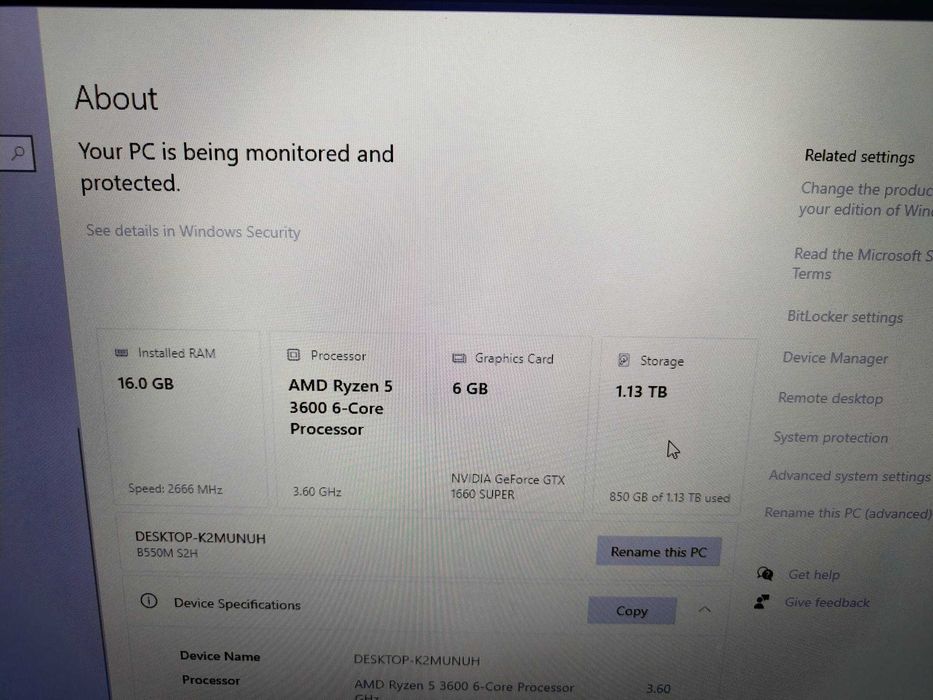 PC Gaming AMD Ryzen 5 3600 +  1660 Super