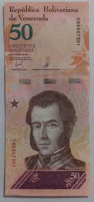 Lote 10 notas 50 Bolivares- numeração seguida UNC