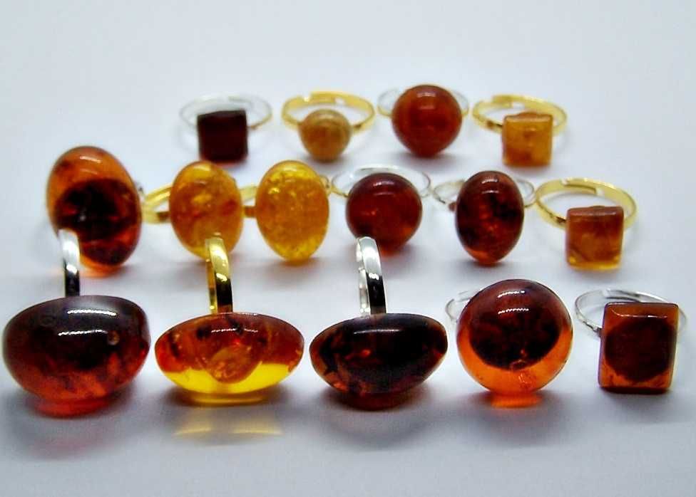 Sprzedam bursztyn pierścionki 15 sztuk