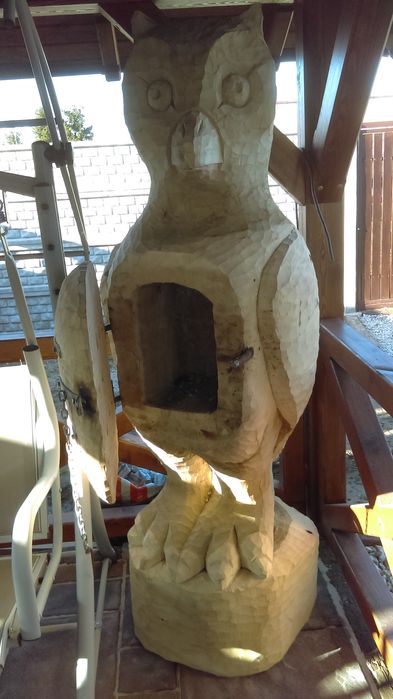 Rzeźba barek ogrodowy miś sowa