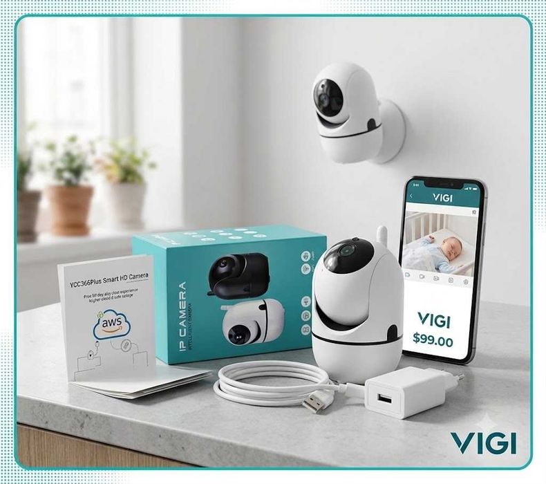 wi-fi ip-камера для видеонаблюдения поворотная, ночной режим, датчик движения, полный контроль с телефона
