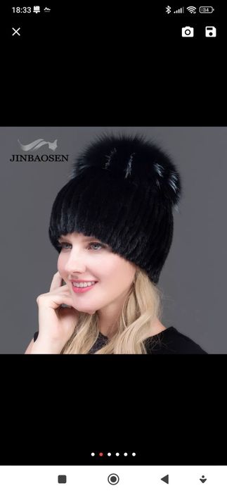 Nowiutka czapka z norki czubek z lisa