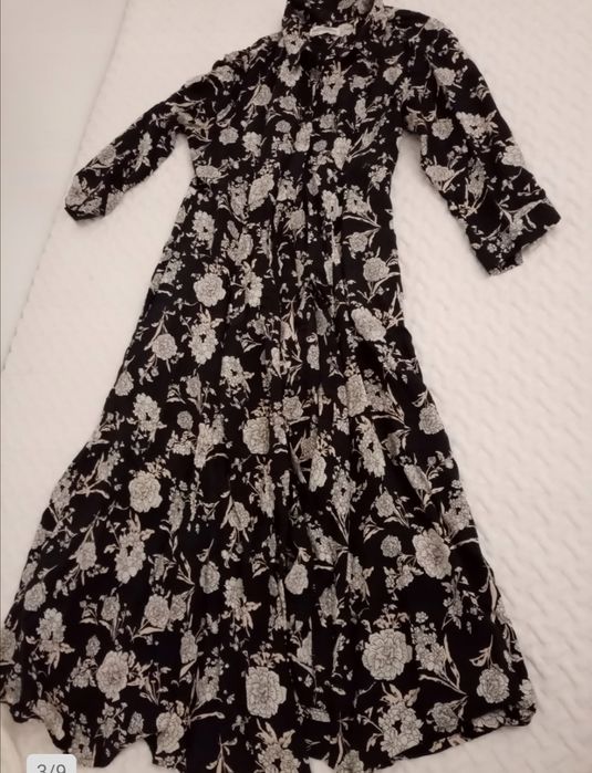 Długa boho zwiewna sukienka w kwiaty  ZARA 100 % wiskoza